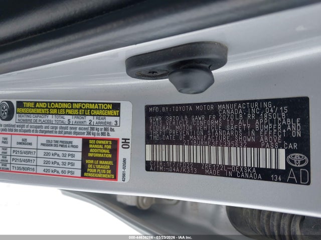 Toyota Corolla S Plus 2015 2T1BURHE3FC395632 Image 9