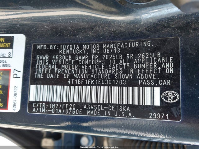 Toyota CAMRY SE 2014 4T1BF1FK1EU301703 Image 9