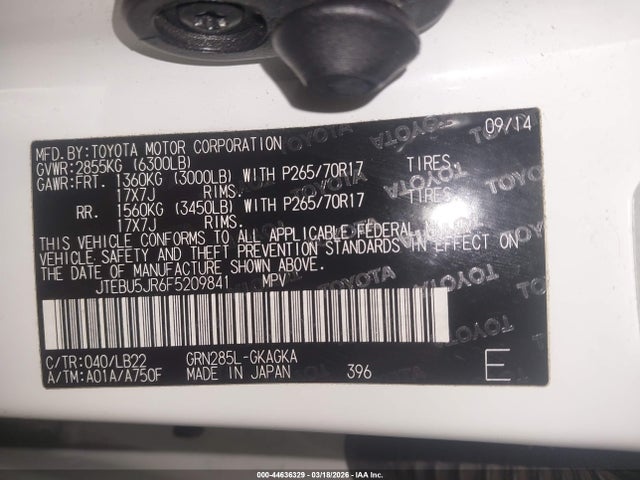 2015 TOYOTA 4RUNNER JTEBU5JR6F5209841 Photo 8