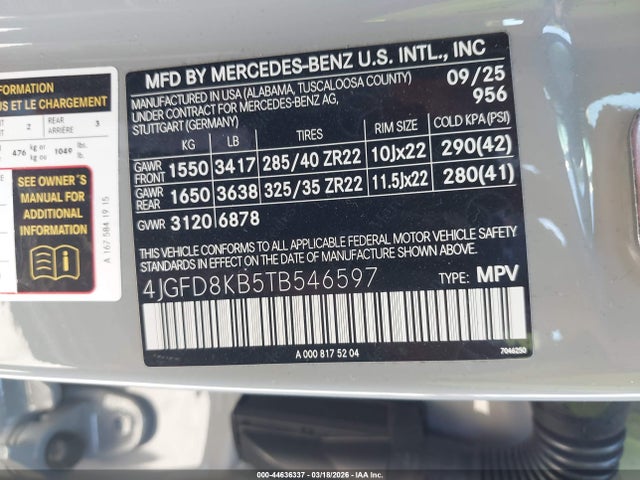 44636337 :رقم المزاد ، 4JGFD8KB5TB546597 vin ، 2026 Mercedes-benz Amg Gle 63 Coupe S 4matic+ مزاد بيع