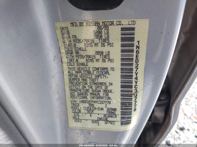 2000 NISSAN FRONTIER 1N6ED27Y4YC337778 Photo 8