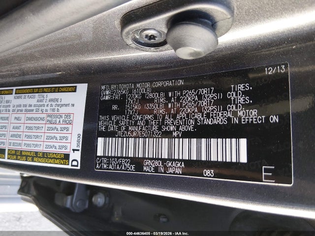 Toyota 4RUNNER SR5 2014 JTEZU5JR7E5071322 Image 9