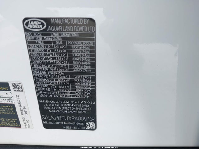 Aukcja sprzedaży 2023 Land Rover Range Rover P400 Se, vin: SALKPBFUXPA009134, numer aukcji: 44636413
