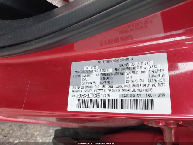 Продажа на аукционе авто 2020 Mazda Cx-5 Touring, vin: JM3KFBCM9L0780335, номер лота: 44636429
