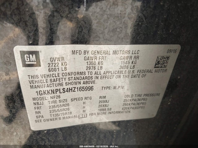 1GKKNPLS4HZ165996 GMC Acadia Denali