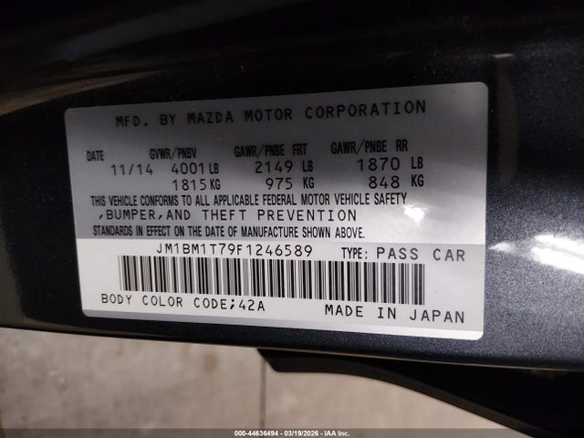 JM1BM1T79F1246589 Mazda Mazda3 I Sv
