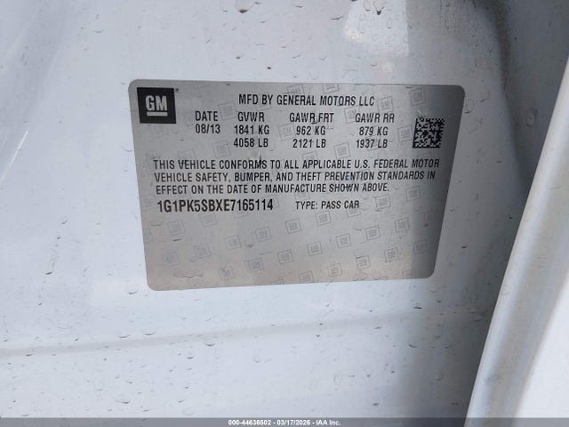 1G1PK5SBXE7165114 Chevrolet CRUZE LT