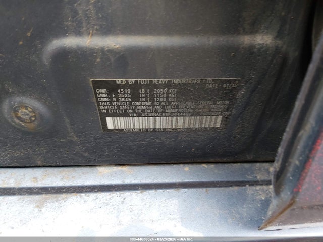 2015 Subaru Legacy 2.5i Premium მანქანა იყიდება აუქციონზე, vin: 4S3BNAC66F3044480, აუქციონის ნომერი: 44636524