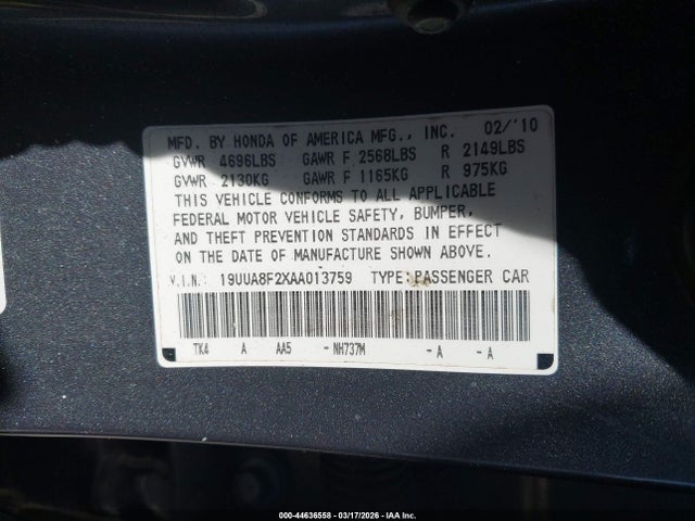 2010 ACURA TL 19UUA8F2XAA013759 Photo 8