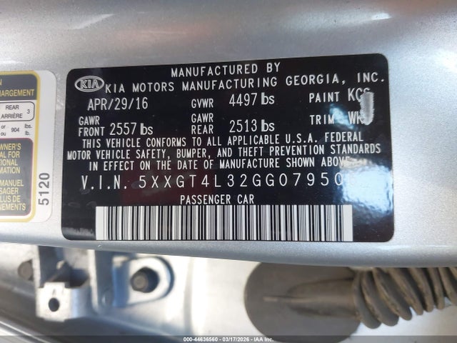 5XXGT4L32GG079506 KIA Optima Lx