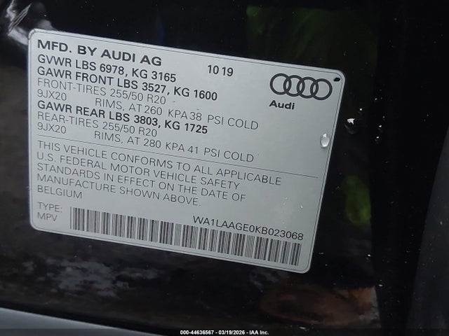 2019 AUDI E-TRON WA1LAAGE0KB023068 Photo 8