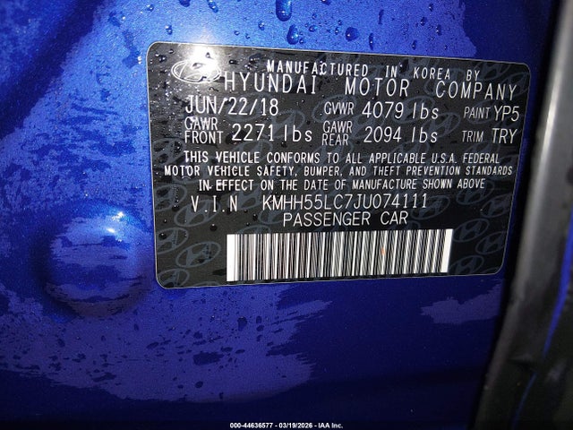 KMHH55LC7JU074111 Hyundai Elantra Gt Sport