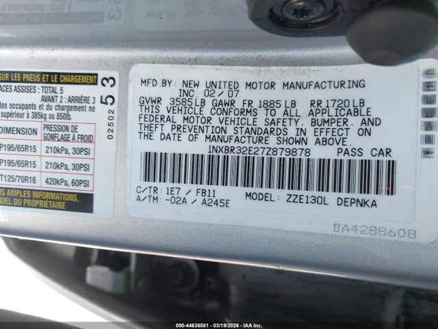 2007 TOYOTA COROLLA 1NXBR32E27Z879878 Photo 8