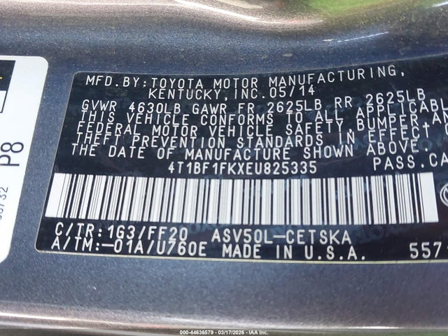 4T1BF1FKXEU825335 Toyota Camry Se Sport