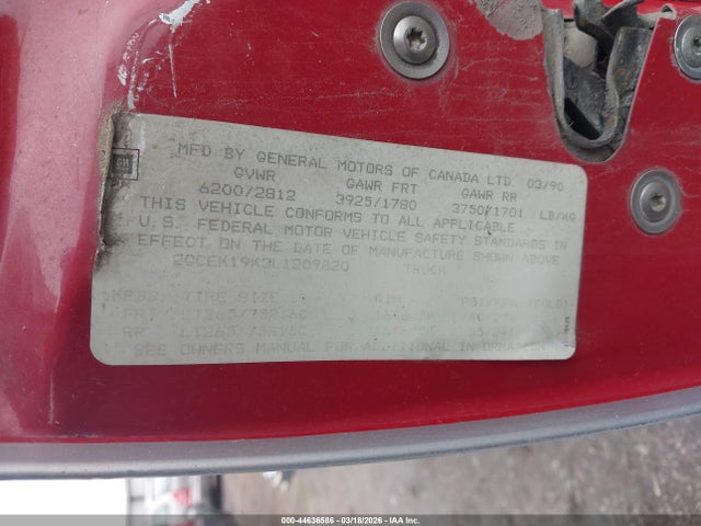 1990 CHEVROLET GMT-400 2GCEK19K3L1209820 Photo 8