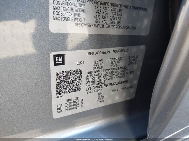 1GCPWBEK0MZ208495 Chevrolet Silverado 1500 2wd Short Bed Custom