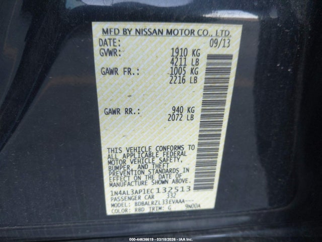 Nissan Altima 2.5 S 2014 1N4AL3AP1EC132513 Image 9