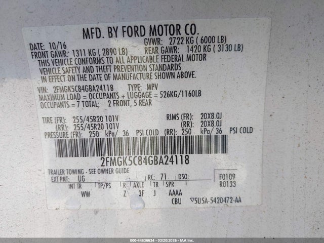 Ford FLEX SEL 2016 2FMGK5C84GBA24118 Image 9