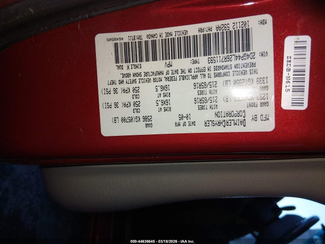 Продажа на аукционе авто 2006 Dodge Grand Caravan Sxt, vin: 2D4GP44L26R711593, номер лота: 44636645