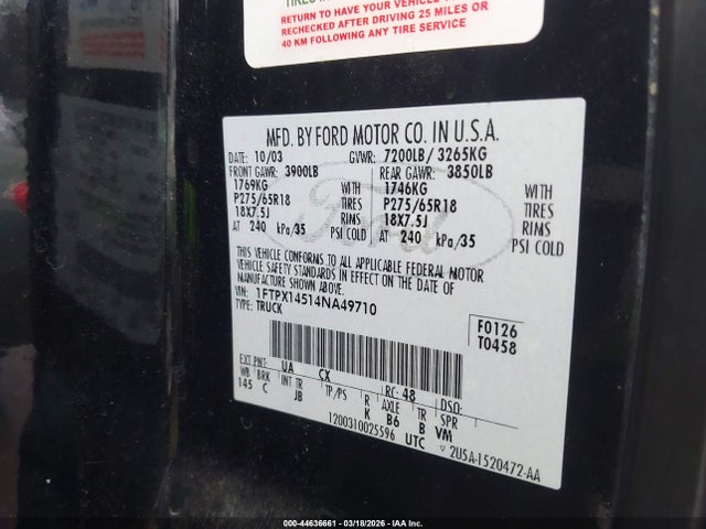 2004 FORD F-150 1FTPX14514NA49710 Photo 8