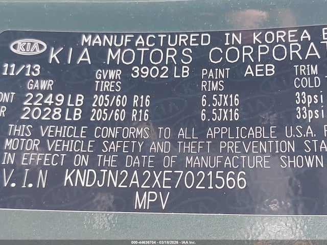 KIA Soul 2014 KNDJN2A2XE7021566 Image 9