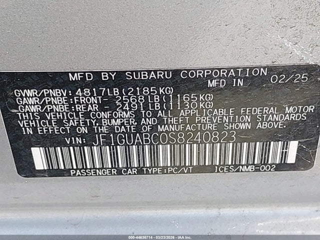 Subaru Impreza Base 5-door 2025 JF1GUABC0S8240823 Image 9