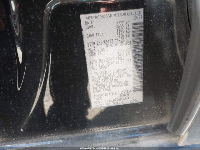 44636734 :رقم المزاد ، 1N6ED1EJ1SN612714 vin ، 2025 Nissan Frontier Sv 4x2 مزاد بيع