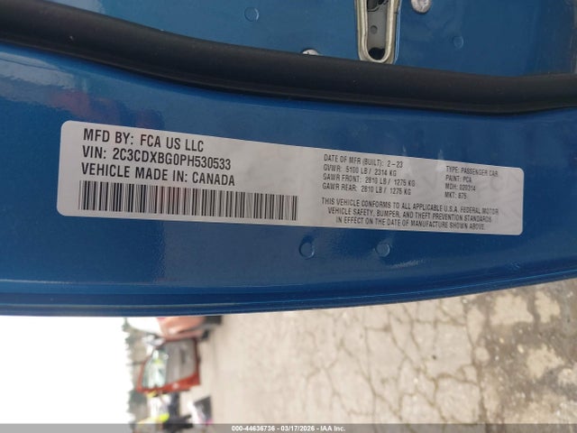 2023 Dodge Charger Sxt მანქანა იყიდება აუქციონზე, vin: 2C3CDXBG0PH530533, აუქციონის ნომერი: 44636736