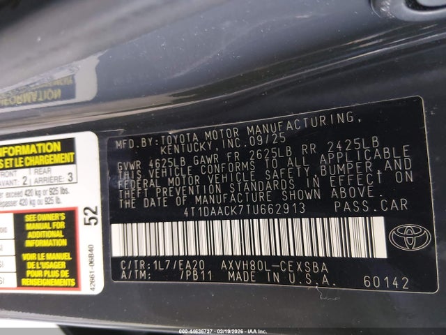 Toyota CAMRY SE 2026 4T1DAACK7TU662913 Image 9