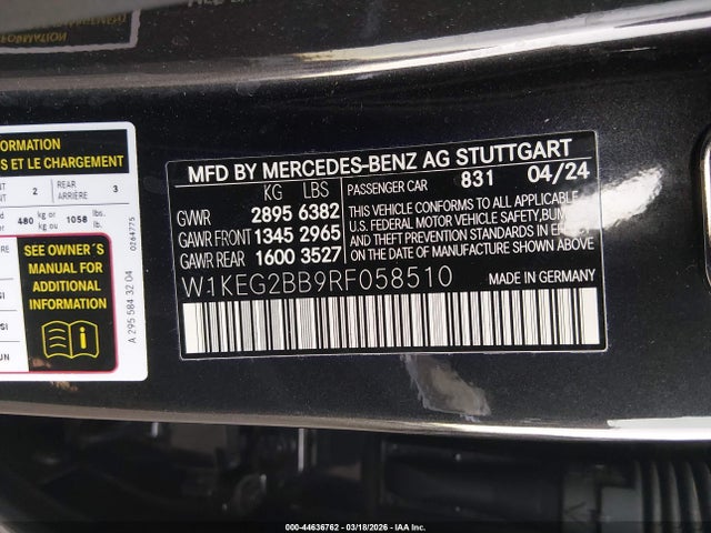 Продаж на аукціоні авто 2024 Mercedes-benz Eqe 350+, vin: W1KEG2BB9RF058510, номер лоту: 44636762
