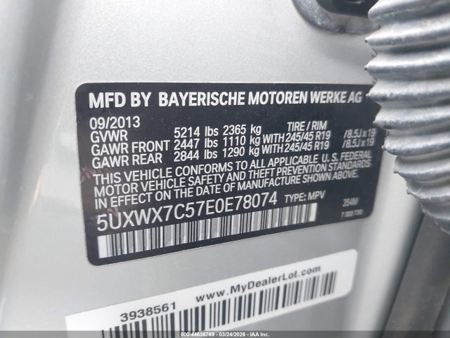 2014 Bmw X3 Xdrive35i მანქანა იყიდება აუქციონზე, vin: 5UXWX7C57E0E78074, აუქციონის ნომერი: 44636769