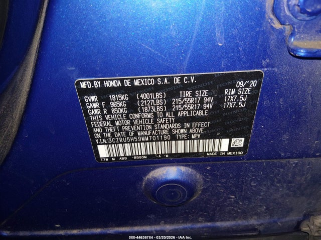 3CZRU5H59MM701190 Honda Hr-v 2wd Ex