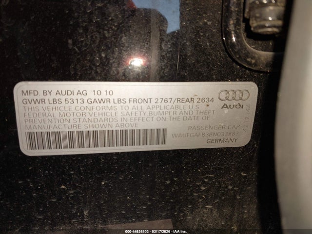 2011 AUDI A6 WAUFGAFB3BN033887 Photo 8