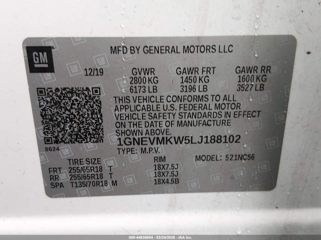 Chevrolet Traverse Awd 2fl 2020 1GNEVMKW5LJ188102 Image 9