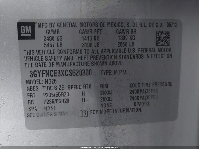 2012 CADILLAC SRX 3GYFNCE3XCS620300 Photo 8