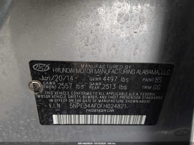 2015 HYUNDAI SONATA 5NPE34AF0FH024821 Photo 8
