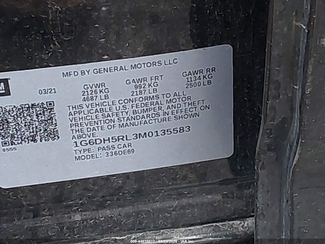Продажа на аукционе авто 2021 Cadillac Ct4 V-series, vin: 1G6DH5RL3M0135583, номер лота: 44636877