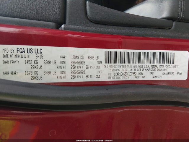 1C4RJEAG5FC137052 Jeep Grand Cherokee Altitude