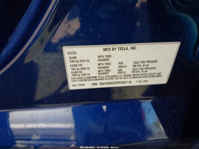 7SAYGDEE9PF695118 Tesla Model Y Awd/long Range Dual Motor All-wheel Drive