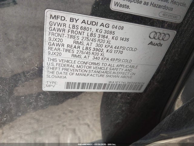 2008 AUDI Q7 WA1EY74L38D063829 Photo 8