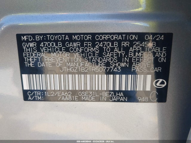 JTHGZ1B21R5077743 Lexus Is 350 F Sport