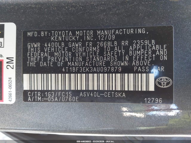 2010 TOYOTA CAMRY 4T1BF3EK3AU097879 Photo 8