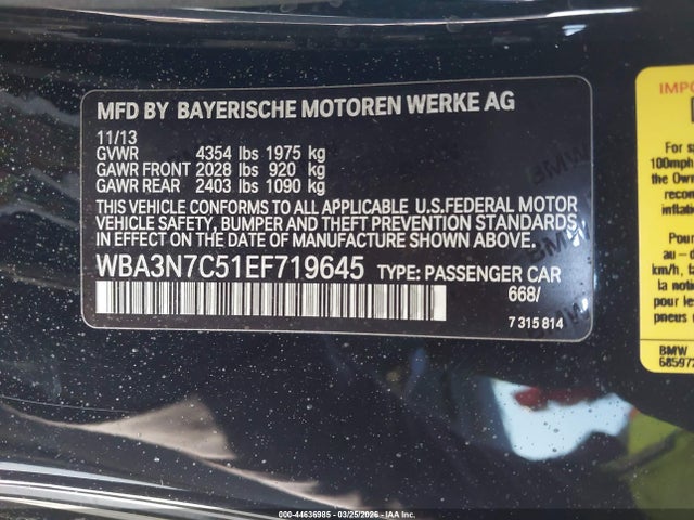 Aukcja sprzedaży 2014 Bmw 428i, vin: WBA3N7C51EF719645, numer aukcji: 44636985