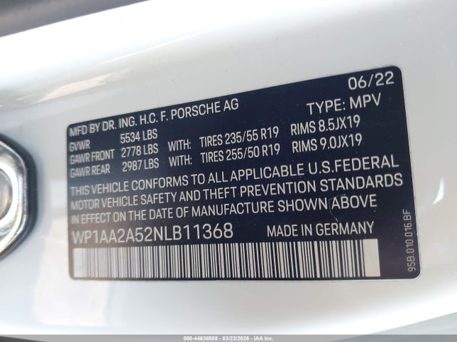 WP1AA2A52NLB11368 Porsche Macan