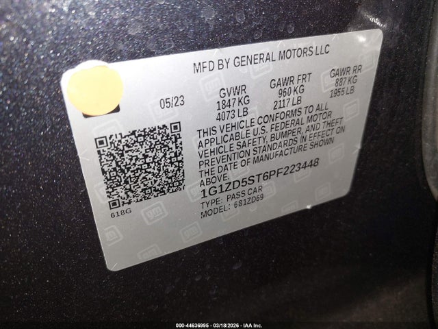 Aukcja sprzedaży 2023 Chevrolet Malibu Fwd 1lt, vin: 1G1ZD5ST6PF223448, numer aukcji: 44636995