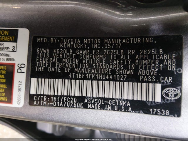4T1BF1FK1HU441027 Toyota CAMRY LE