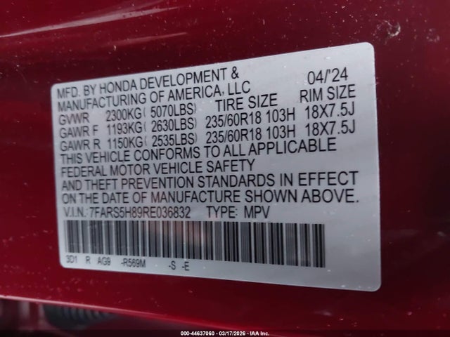 7FARS5H89RE036832 Honda Cr-v Hybrid Sport-l