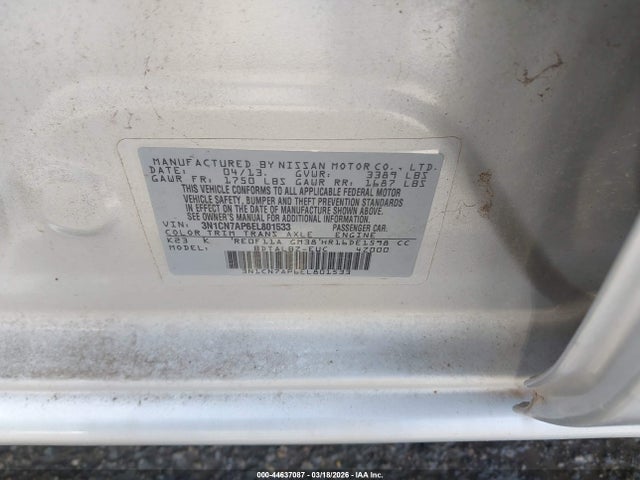 3N1CN7AP6EL801533 Nissan Versa 1.6 Sv