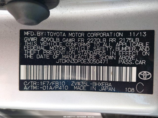 Toyota PRIUS PLUG-IN 2014 JTDKN3DP0E3050471 Image 9
