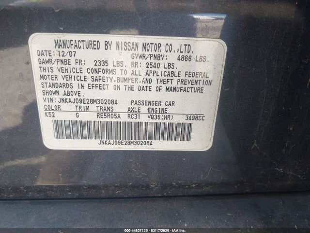 2008 INFINITI EX35 JNKAJ09E28M302084 Photo 8